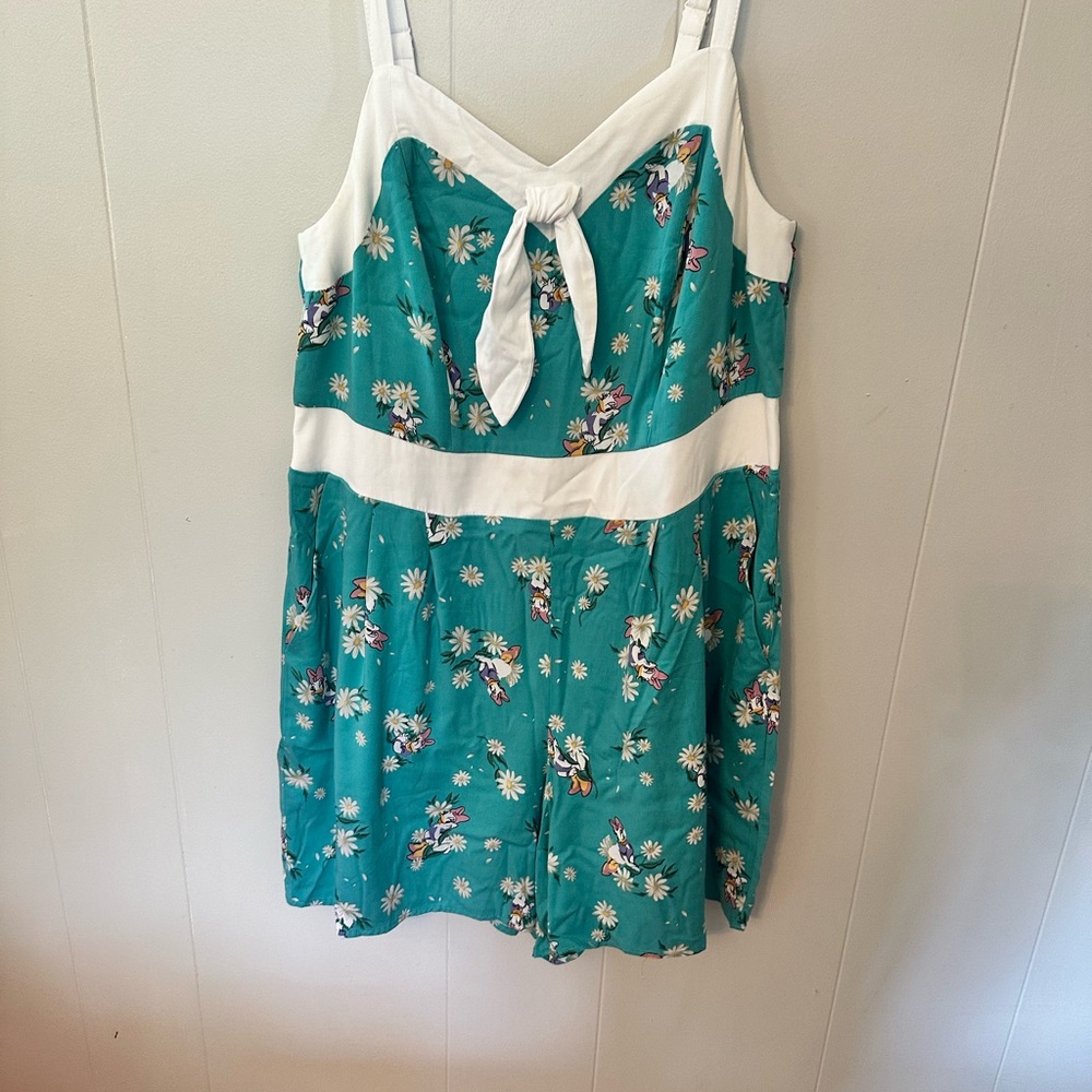 Torrid Teal Floral Disney Jumpsuit featuring Daisy Duck